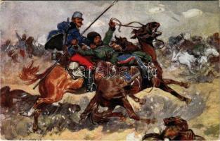1915 Huszárvirtus / Husarenbravour / WWI Austro-Hungarian K.u.K. military art postcard, hussar s: Ludwig Koch (EK)