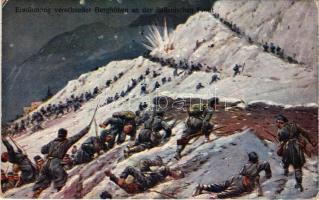 1916 Behavazott hegyormok elleni ostrom az olasz fronton / Erstürmung verschneiter Berghöhen an der italienischen Front. Verlag Gustav Braun / WWI Austro-Hungarian K.u.K. military, mountain troops on the Italian front + "Tábori postahivatal 351" (EK)