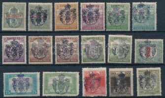 Zombor 1919 17 db magán kiadású bélyeg (80f sarokhiány / missing corner)