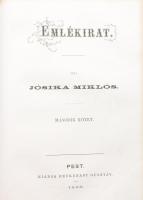 Jósika Miklós: Emlékirat I-IV. köt. [Két kötetbe kötve.] Bp., 1865, Heckenast Gusztáv, 10+168+4+218+...