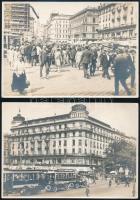1928 Bécs belvárosa, villamos, automobilok és üzletek, 2 db fotó, 12x17 cm