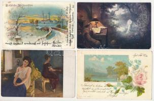9 db RÉGI üdvözlőlap és motívum képeslap vegyes minőségben / 9 pre-1945 greeting and motive postcard...