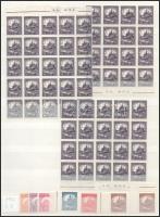 1920-1933 + 1935-1944 Többpéldányos összeállítások sok sorral, 7 db A/4-es berakólap 10 oldalán