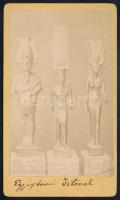 cca 1870 Egyiptomi szobrok, keményhátú fotó, 10,5×6,5 cm