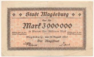 Német Birodalom/ Poroszország / Magdeburg 1923. 3.000.000M T:F,VG ragasztónyom German Empire/ Prussia / Magdeburg 1923. 3.000.000 Mark C:F,VG gluemark