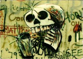 Berlin, Die Mauer, Stresemannstrasse / Inner German border. Modern postcard (creases)