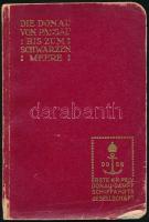 1915 Die Donau von Passau bis zum Schwarzen Meere. Erste k. k. priv. Donau-Dampfschiffahrts-Gesellschaft. (A Duna Passautól a Fekete tengerig. Első Cs. Kir. Szab. Duna-Gőzhajózási Társaság.) Fekete-fehér fotókkal illusztrált, német nyelvű ismertető kiadvány. Kiadói papírkötés, kissé sérült borítóval és gerinccel, mellékletek nélkül, 192 p.