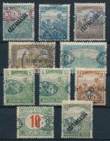 Debrecen I. 1919 10 db bélyeg elcsúszott felülnyomással, Bodor vizsgálójellel