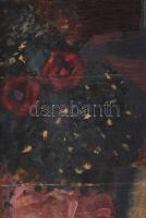 Jelzés nélkül: Nő a tükör előtt. Olaj, vászon, sérült, sérült keretben. 68x55 cm