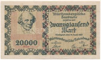 Német Birodalom / Württemberg / Stuttgart 1923. 20.000M T:XF German Empire / Württemberg / Stuttgart 1923. 20.000 Mark C:XF