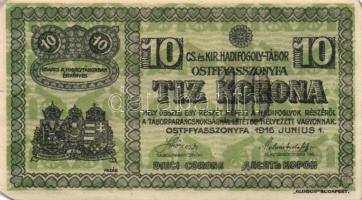 1916. Ostffyasszonyfa-tábor hadifogolypénz 10K T:II+ sarokhiány