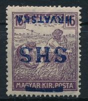 SHS 1918 Arató 15f fordított felülnyomással, Bodor vizsgálójellel