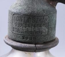 cca 1940 2 darab antik szódás üveg, Bárdos Dezsőné Szikvízgyára Tatabánya, sasfejes fejjel + felirat...