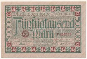 Német Birodalom / Württemberg/ Stuttgart 1923. 50.000M T:VF German Empire / Württemberg/ Stuttgart 1923. 50.000 Mark C:VF