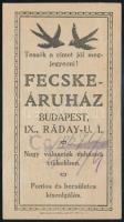 Fecske Áruház Bp. IX. Ráday u. 1. számolócédula