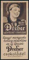 Dreher menyecske csokoládé számolócédula