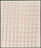 1945 Kisegítő 1P/1P teljes hajtott ív felfelé elcsúszott, ferde felülnyomattal és gépszínátnyomattal