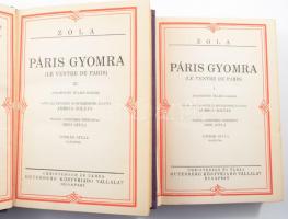 Zola összes művei sorozat 2 kötete: Zola, Émile: Páris gyomra. I-III. köt. Sajtó alá rend. és bev.: Ambrus Zoltán. Ford.: Szini Gyula. Conrád Gyula rajzaival.; Flaubert Daudet. Ford.: Salgó Ernő. Bp., [1930], Gutenberg, 272 p.; 263 p. A címlap keretrajzát és a bekötést Végh Gusztáv, a plakettet Beck Ö. Fülöp tervezte. Kiadói aranyozott, fém plakettel díszített egészvászon sorozatkötés, jó állapotban.