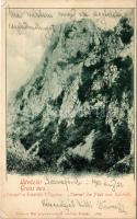 1903 Szádelői völgy, Zádielské údolie; Torony a Szádellői-völgyben. Breitner Mór kiadása / Turm im Thal von Szádellő / rock formation in the valley (EK)