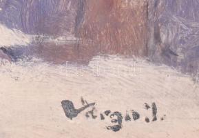 Varga I jelzéssel: Menyecske. Olaj, karton, szélén kissé sérült. 35x25 cm