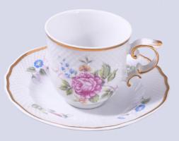 Hollóházi Hajnalka mintás mokkás / kávés készlet, jelzett, kis kopással, teljes