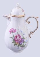 Hollóházi Hajnalka mintás mokkás / kávés készlet, jelzett, kis kopással, teljes