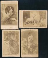 cca 1865 db kutyákat ábrázoló fénynyomat, 10,5×6,5 cm