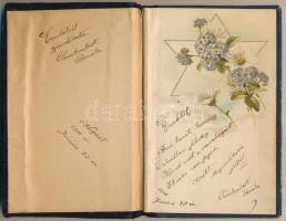1910-1912 Régi emlékkönyv kb. 30 oldalnyi bejegyzéssel, rajzokkal
