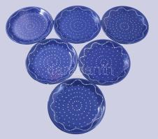 Városlőd 6 darab pöttyös tányér, jelzett, kis kopással, d: 20 cm