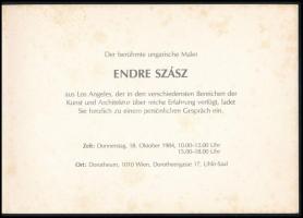 1984 Szász Endre bécsi, Dorotheum-beli kiállításának grafikájával illusztrál meghívója 21x15 cm