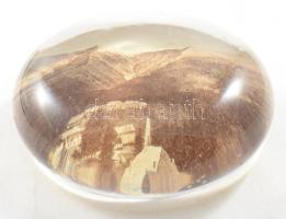 Korytnica, Magas-Tátra üveg levélnehezék, apró csorbákkal, d: 8 cm