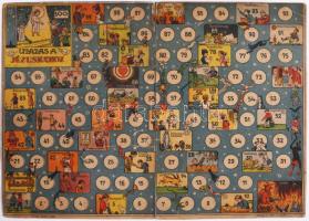 "Utazás a Jézuskához" régi társasjáték táblája, Korda Rt., 30×39 cm