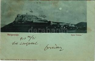 1910 Szepesváralja, Spisské Podhradie; Szepesvár este holdfényben. Kézmarssky M. és Handlovics Imre kiadása / Zipser Schloss / Spissky hrad / castle at night in moonlight (fl)