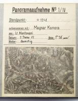 1917 Felderítőfotók az olasz frontról, panorámafelvételek, hátoldalon adatokkal, térképpel, 8 db fot...