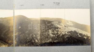1917 Felderítőfotók az olasz frontról, panorámafelvételek, hátoldalon adatokkal, térképpel, 8 db fot...