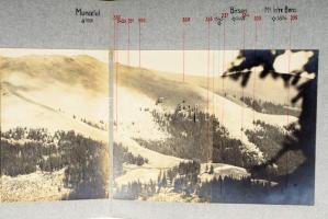 1917 Felderítőfotók az olasz frontról, panorámafelvételek, hátoldalon adatokkal, térképpel, 8 db fot...