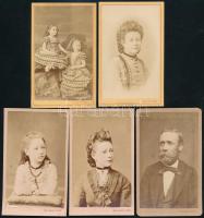 cca 1870 5 db vizitkártya bécsi műtermekből (Johann Hahn, Leo Doms), 10,5x6,5 cm