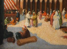 Pázmán József (1910-1991): Arab utcakép. Olaj, vászon, jelzett, keretben, 50×40 cm