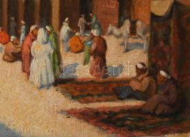 Pázmán József (1910-1991): Arab utcakép. Olaj, vászon, jelzett, keretben, 50×40 cm