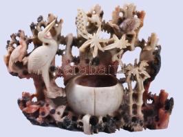 Faragott zsírkő szobor ,virág tartó 20x15 cm