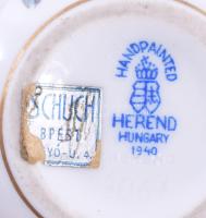 Herendi virágmintás bonbonier, jelzett, sérült, d: 7 cm