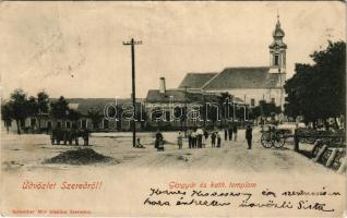 1905 Szered, Vág-Szered, Vágszered, Sered; Gépgyár és római katolikus templom. Schreiber Mór kiadása / machine factory, Catholic church (b)