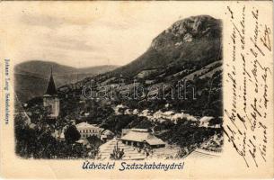 1905 Szászkabánya, Németszászka, Sasca Montana; Nagy Kálvária. Johann Lang kiadása / calvary hill (fa)