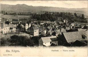 Szászrégen, Sächsisch-Regen, Reghin; Város részlet a sétatérrel. Hübner Ignác kiadása / general view, promenade (EK)