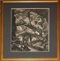 Giovanni Battista Piranesi (1720-1778): Carceri - Börtönök sorozatból, rézkarc / etsching, jelzett / signed keretben 65x80 cm (apró tépődés)