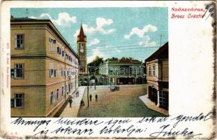 1904 Szászváros, Broos, Orastie; Iskola tér, gyógyszertár. H. Graef kiadása / square, pharmacy (EK)