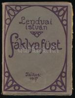Lendvai István: Fáklyafüst    Bp. 1918, Táltos. 89 l., 1 lev. Készült 100 számozott példányban! Ez számozatlan. példány. Kiadói, illusztrált (Monori) papírborítóban, ragasztásnál szétvált.