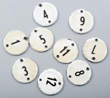 9 db zománc fém számtábla d: 3 cm