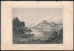 cca 1860 Ludwig Rohbock (1820-1883): Pozsony nyugati oldala / Pressburg. Acélmetszet. 17x14 cm