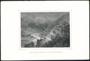 cca 1850 Ludwig Rohbock (1820-1883) - A. Fesca: A Verestorony - szoros a Lotriora pataknál, Rother Thurmpass am Lotriora-Bach, Darmstadt, G. G. Lange, acélmetszet, papír, jelzett a metszeten, paszpartuban, 13x17 cm,